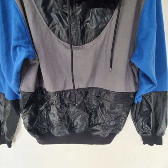 Le Tigre Men's Hooded Lined Windbreaker Jacket Blue/Gray Size L - Picture 2 of 7